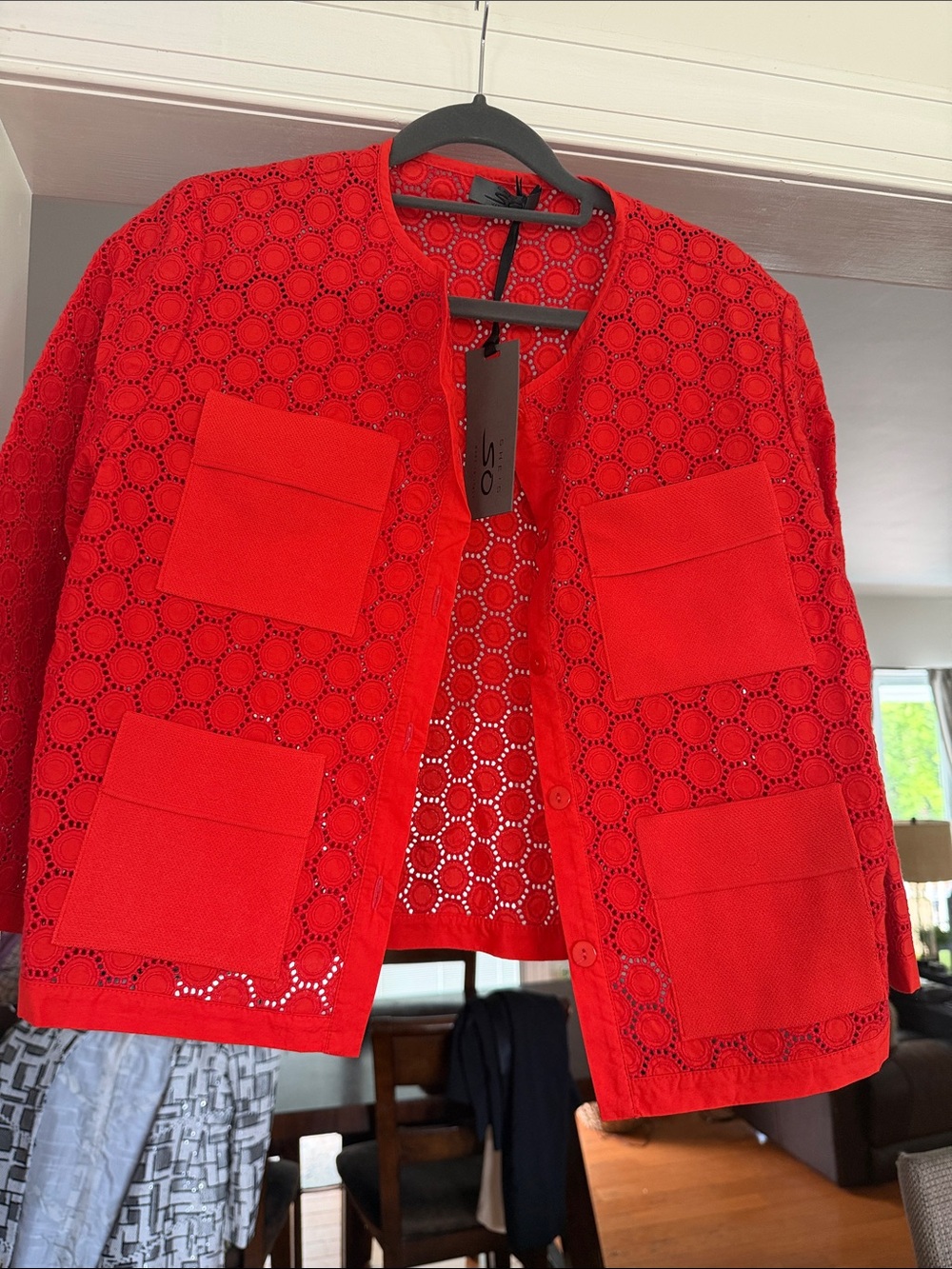 She’s SO Red Eyelet Pocket Blazer